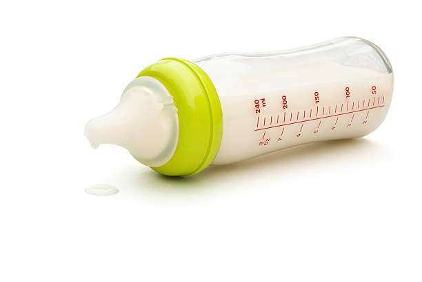 baby bottle and milk with clipping path stock photo