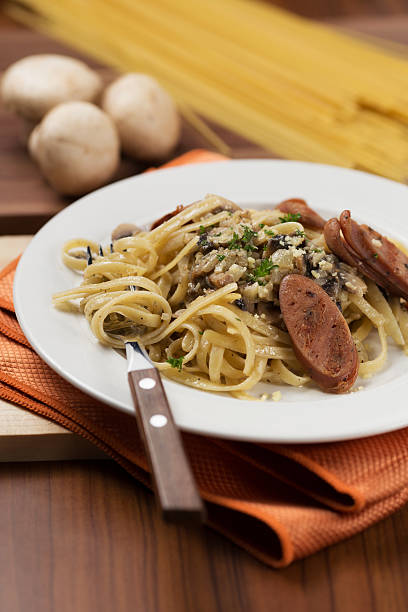 istock Carbonara Pasta Spagetti with Sausage and Mushroom 179218611