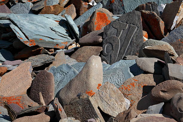 Tibetan Buddhist Mani Stones - stone with mantras