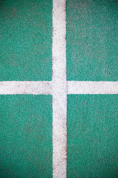 istock Fake grass and white line as background. 179220791