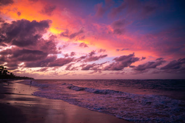 istock Sunset over Bavaro Beach, dramatic sunset sky, Punta Cana, Dominican Republic 1792209921