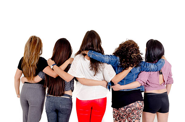 istock Group of women walking over a white background 179221611