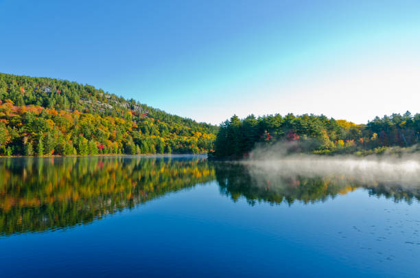 istock Sunrise above forest lake 1792218283