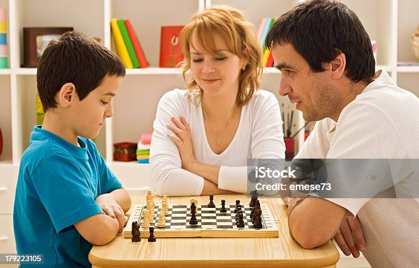 Family Playing Chess Stock Photo - Download Image Now - Adult, Beautiful People, Beauty