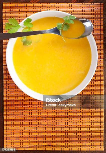 Carrot Soup Stock Photo - Download Image Now - Above, Appetizer, Bowl