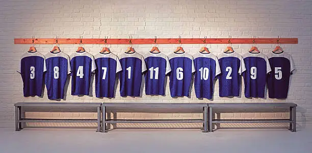 Football Shirts in Dressing Room