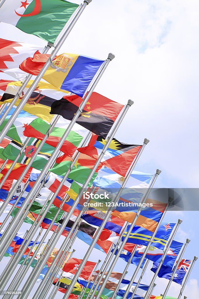 World national flags The national flags is flying around the world Blue Stock Photo