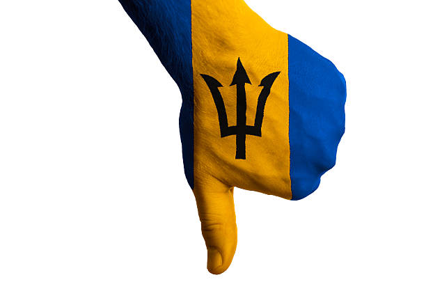 istock barbados national flag thumb down gesture for failure 179225411