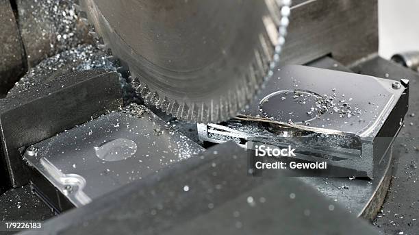 Circular Saw In Close Up To Abolish A Hard Disk Stock Photo - Download Image Now - Blade, Cheerful, Circular Saw