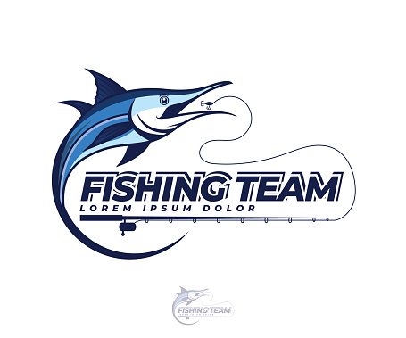 Blue Marlin fishing mascot, marlin fish or sword fish illustration, marlin fish icon, fishing team design