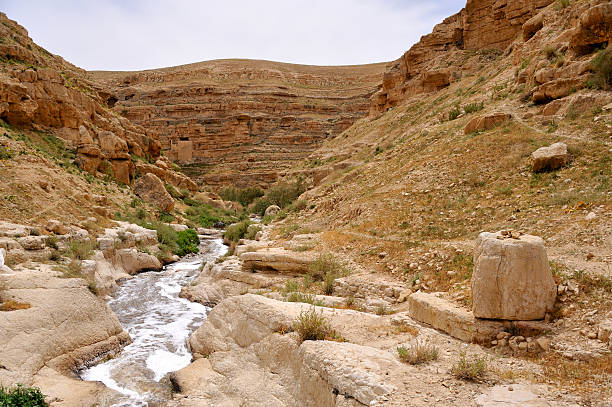 Kidron gorge, Israel. Stream in Kidron valley in Judea desert near Jerusalem, Israel. kidron valley stock pictures, royalty-free photos & images