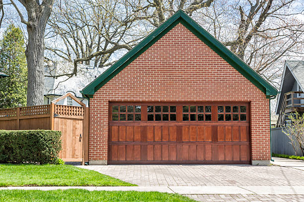 istock Two car wooden garage 179226863