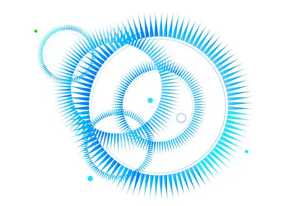 Vector illustration of Circles with light beams abstract background