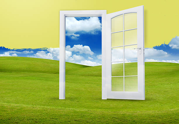istock open the door for green view and yellow wall 179227209