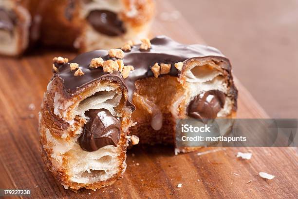 Chocolate Almond Croissant And Doughnut Mixture Stock Photo - Download Image Now - Croissant-Doughnut, Doughnut, Chocolate