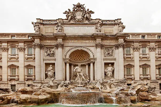 The Trevi Fountain is a fountain in the Trevi district in Rome, Italy. Standing 26.3 metres high and 49.15 metres wide, it is the largest Baroque fountain in the city and one of the most famous fountains in the world