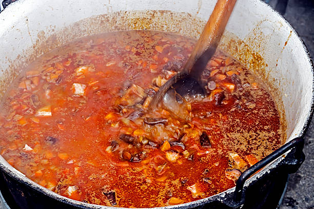 istock Gulas soup prepared in a large pot 179228093
