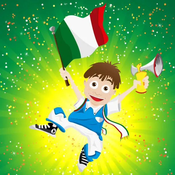 Vector illustration of Italy Soccer Fan Boy