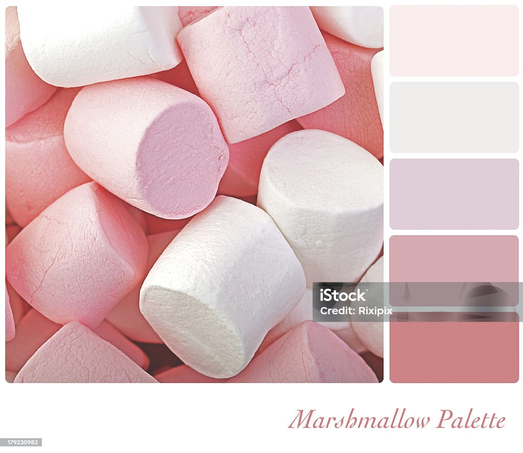 Marshmallow palette Marshmallow background colour palette with complimentarty swatches. Artist's Palette Stock Photo