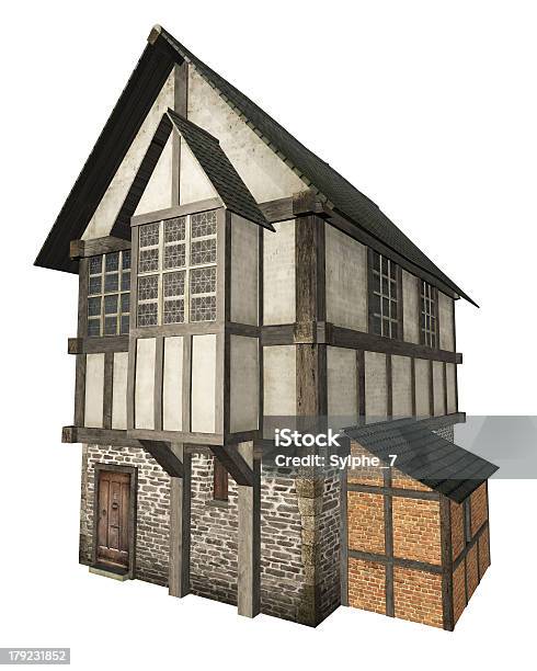 Średniowieczne Miasto Dom Na Białym Tle - zdjęcia stockowe i więcej obrazów Styl Tudorów - Styl Tudorów, Dom - Budowla mieszkaniowa, Europa - Lokalizacja geograficzna