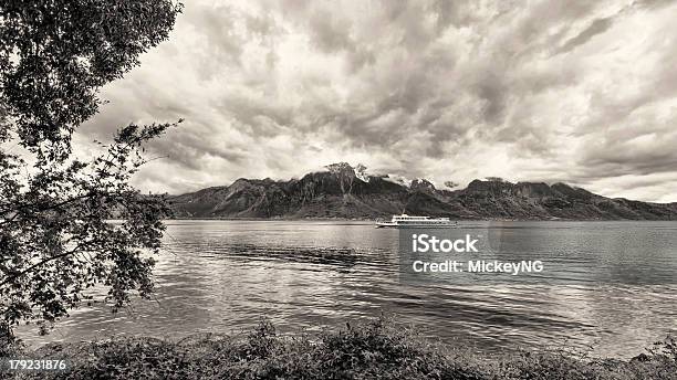 Brzegu Jeziora Z Łodzi Pary Genewa Montreux - zdjęcia stockowe i więcej obrazów Alpy - Alpy, Alpy Szwajcarskie, Bez ludzi