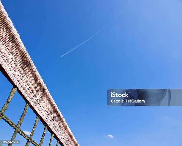 Tennis Court Net And Sky Stock Photo - Download Image Now - Backgrounds, Blue, Close-up