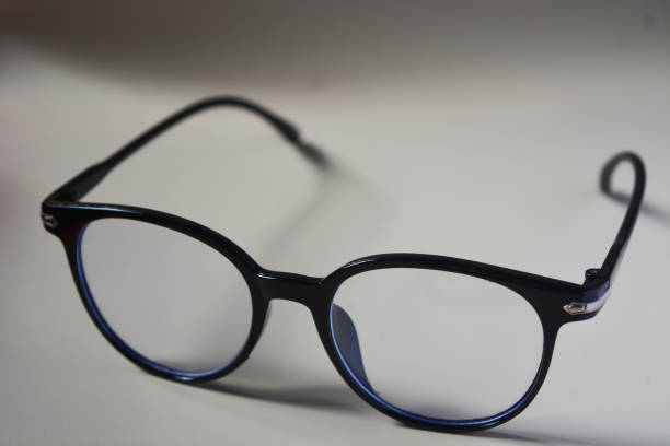 istock View of glasses with black frames, white background. 1792326299