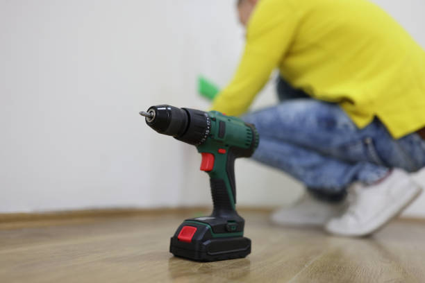 istock An electric drill on the floor, a close-up 1792330577
