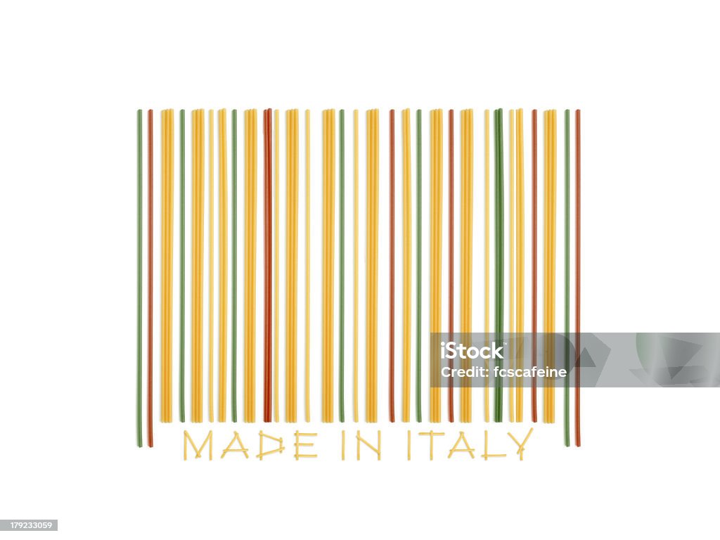 Italiano spaghetti con codice a barre resi - Foto stock royalty-free di Bandiera