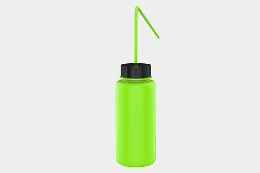 Glossy Plastic Bottle with Straw Mockup Isolated On White Background