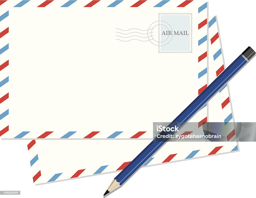 Винтаж конверт с синий карандаш. - Векторная графика Бизнес роялти-фри