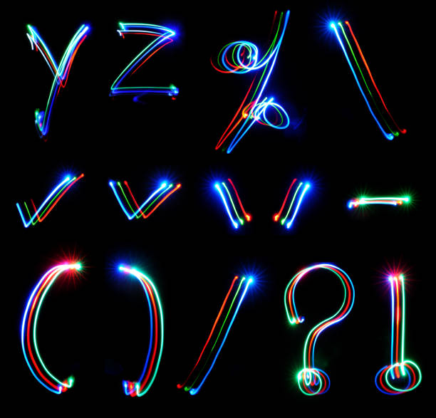 Handwritten Neon Light Alphabets stock photo