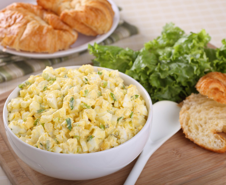 Egg salad in a bowl for making sandwiches