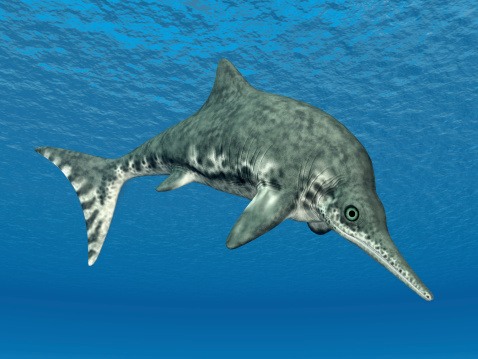 Computer generated 3D illustration with the Ichthyosaur Stenopterygius
