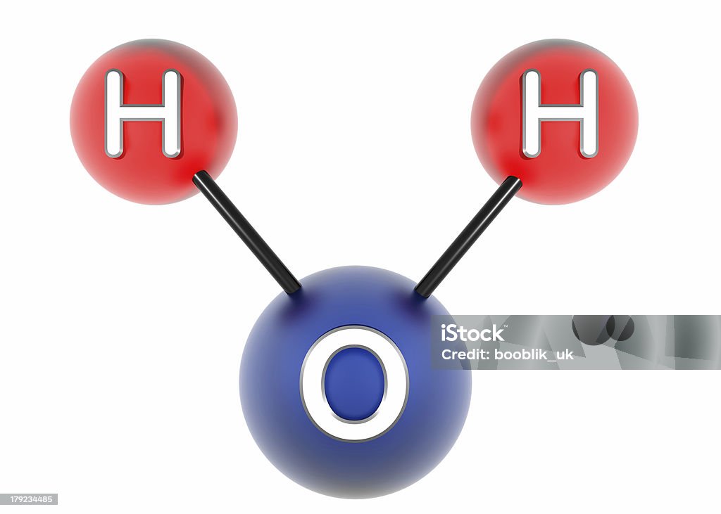 h2o molecule h2o. water. 3d model. Isolated on white. Atom Stock Photo