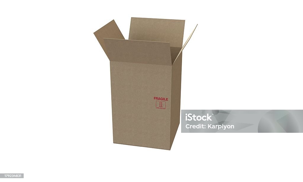 Caixa de Papelão aberta em branco isolada em perfeitas condições - Foto de stock de Aberto royalty-free