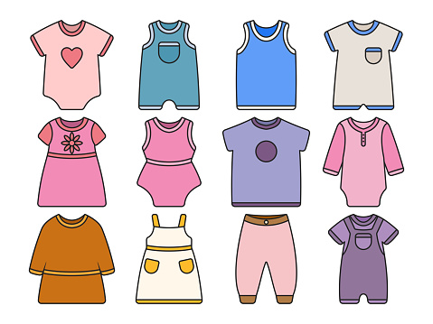 Baby Clothing Illustration Collection Flat Style Vector Illustration