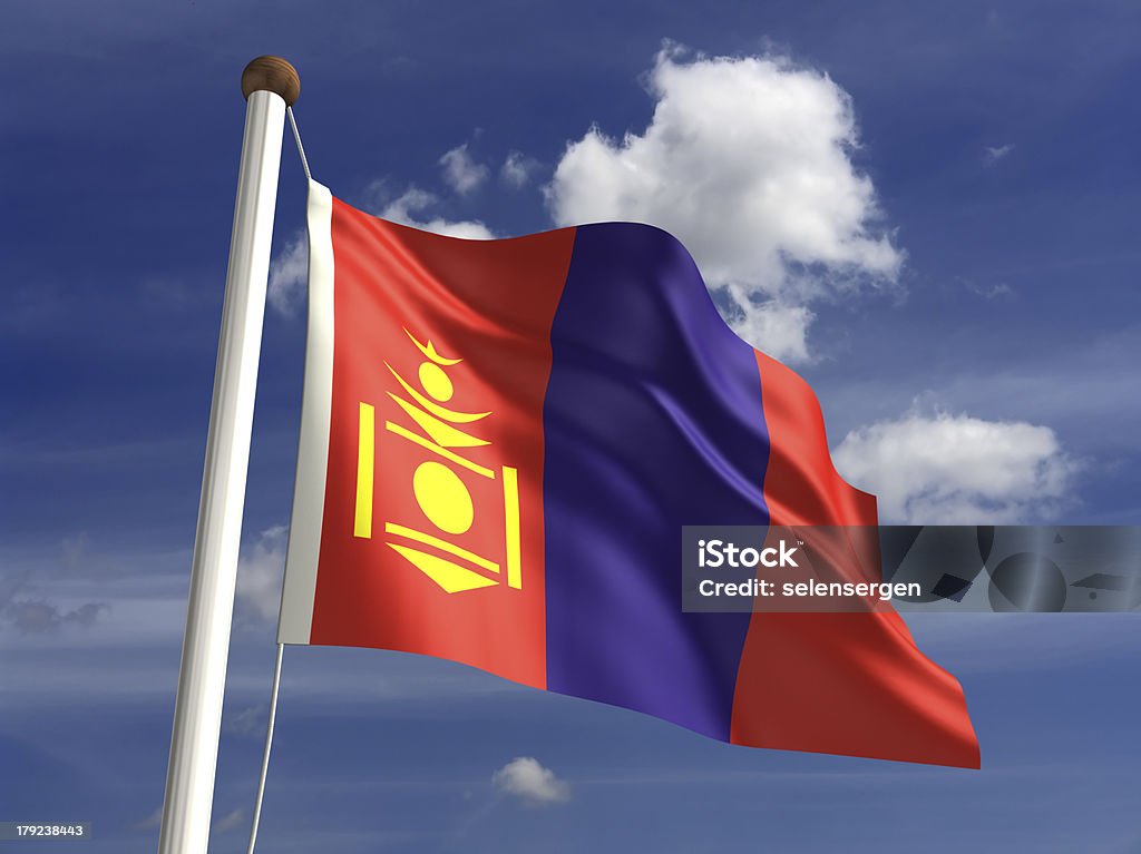 Flaga Mongolii (z Ścieżka odcinania - Zbiór zdjęć royalty-free (Bez ludzi)