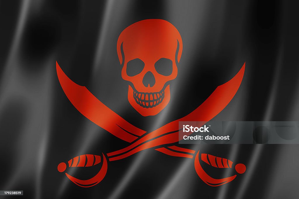 Bandiera dei pirati, il Jolly Roger - Foto stock royalty-free di A forma di croce