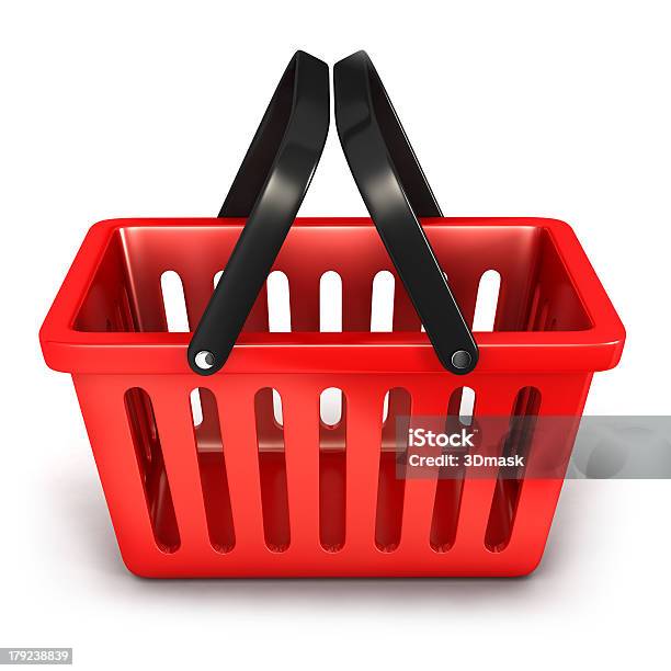 3d Empty Shopping Basket Stock Photo - Download Image Now - Basket, Shopping, Retail