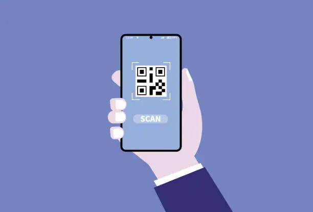 Vector illustration of Scan the QR code with your mobile phone