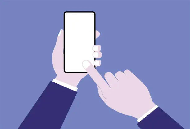 Vector illustration of Finger sliding mobile phone template picture