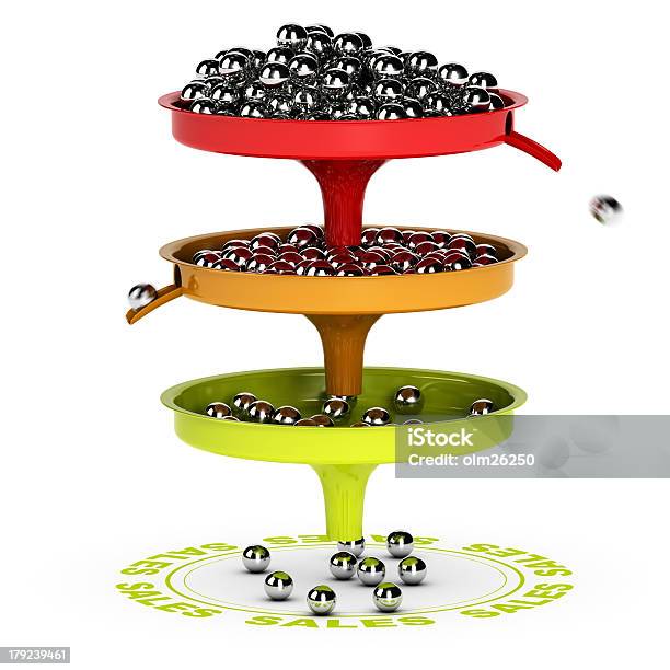 Sales Funnel Ecommerce Conversion Rate Stock Photo - Download Image Now - Marketing Funnel, Funnel, Three Dimensional