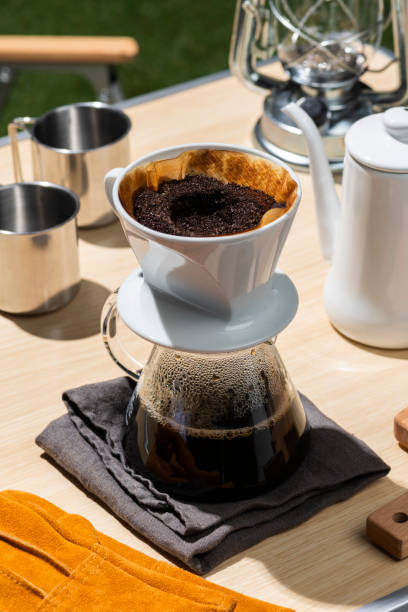 istock Delighting in Drip Coffee Amidst Outdoor Camping Bliss 1792396834