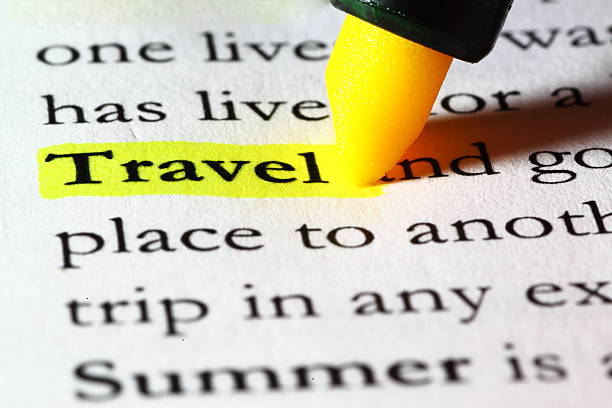 istock Word travel highlighted with a yellow marker 179239701