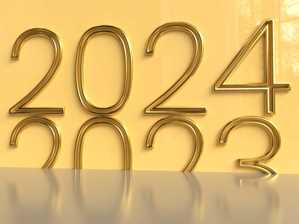 istock 3d rendering 2024, happy new year 3d text typography design element 1792399948