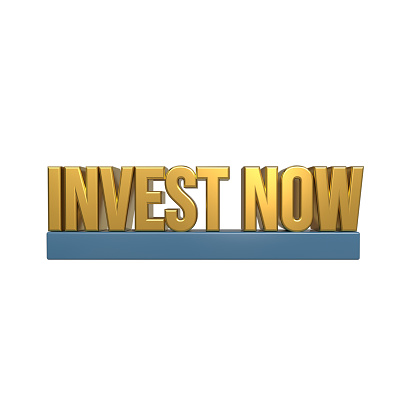 Golden 3D Invest Now Text Rendering - Seize Financial Opportunities
