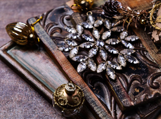 istock Christmas decoration on rustic stone background. Soft focus. Close up. 1792402567