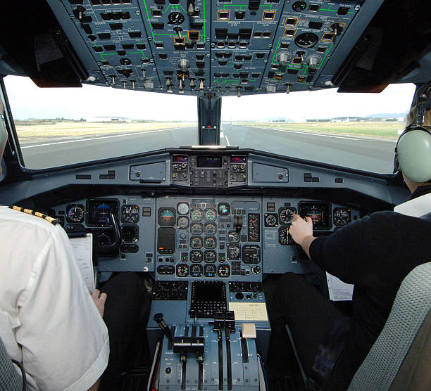 istock ATR 72-500 Aircraft Cockpit in Take off position . 179240293