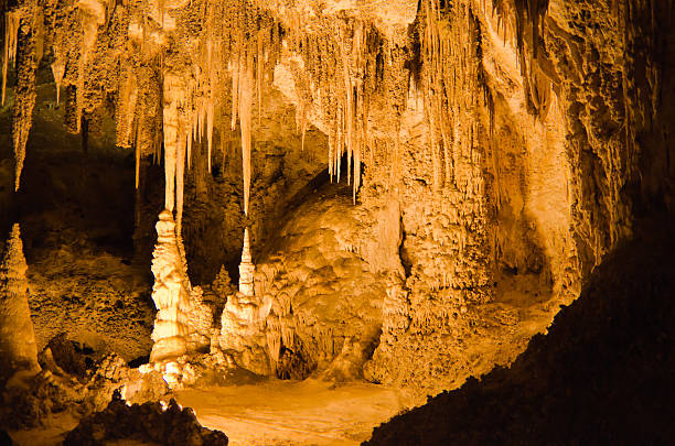 chinese theater, carlsbad caverns, new mexico - tropfsteinhöhle stalaktiten stock-fotos und bilder